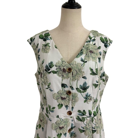 Gal Meets Glam Lily Dress 50's inspired Fit Flare Size 16 Floral Button V Neck - Picture 3 of 12